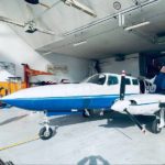 1975 Cessna 402B Multi Engine Piston Airplane For Sale by Aeromeccanica. Parked in the hangar