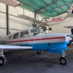 1978 Piper PA28R 201T Single Engine Piston Aircraft For Sale From Aeromeccanica on AvPay front right of aircraft hangar