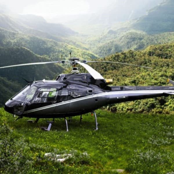 1986 Eurocopter AS350BA for sale by Savback Helicopters. Helicopter parked in the bush-min