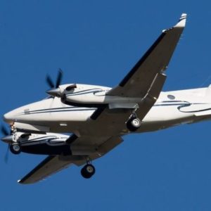 2005 Beechcraft B200 King Air Turboprop Aircraft For Sale by Aradian Aircraft in flight view of underneath