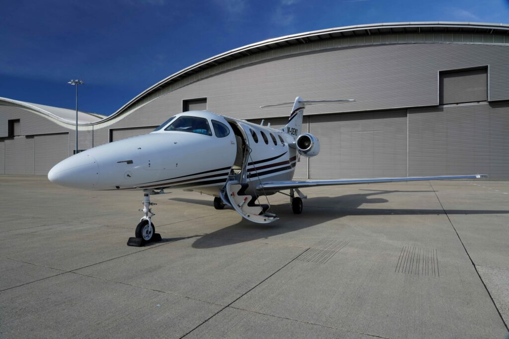 2005 Beechcraft Premier I Private Jet For Sale (M-OEWD) From JKV Aviation Ltd On AvPay aircraft exterior front left stairs down