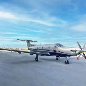 2005 Pilatus PC12 45 Turboprop Airplane For Sale on AvPay by Duncan Aviation. Parked at the airfield
