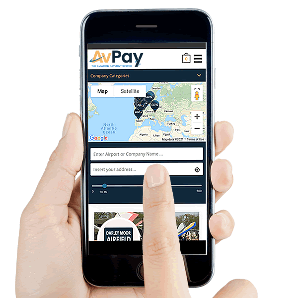 AvPay Mobile view with finger
