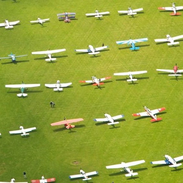 AeroExpo 2023 rows of planes in field