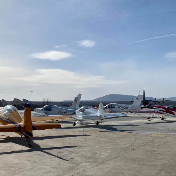 Aerodromo de Soria aircraft parked in the sun-min
