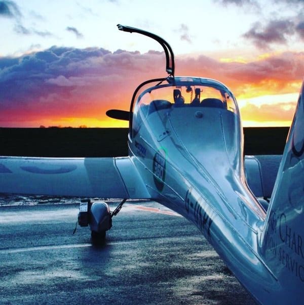 Aeroplane at sunset