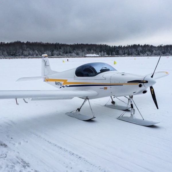 Aeroplane that has landed on snow