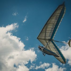 Aeros Combat GT Hang Glider being towed into sky