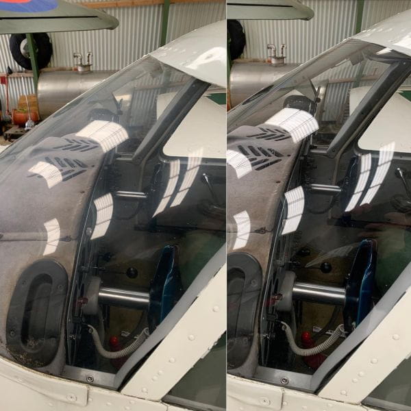 Aeroshine before and after canopy screen