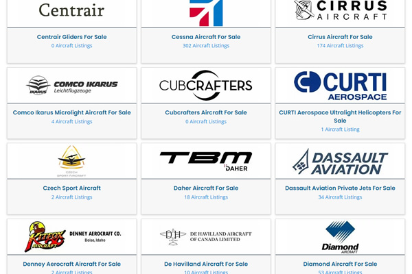 Search by Aircraft Manufacturers on AvPay
