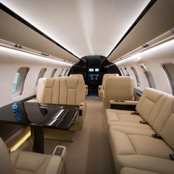 Aradian Aviation beige interior of jet