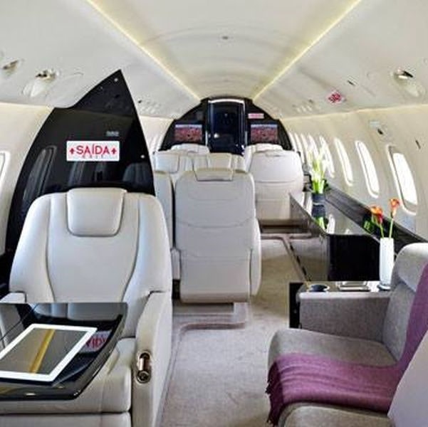 Aradian Aviation pink interior of jet