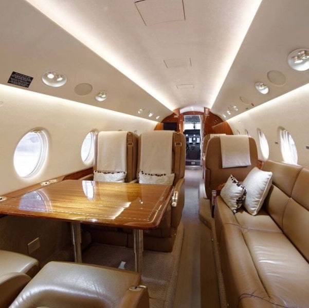 Aradian Aviation wooden interior of jet