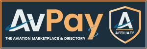 AvPay The Aviation Marketplace & Directory Logo - Affiliate - Blue - 300 x 100 - PNG
