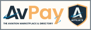 AvPay The Aviation Marketplace & Directory Logo - Affiliate - White - 300 x 100 - PNG