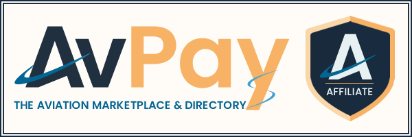 AvPay The Aviation Marketplace & Directory Logo - Affiliate - White - 600 x 200 - PNG