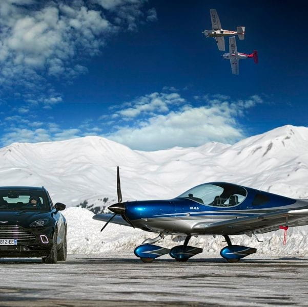 BRM Aero parking and flying by snowy mountains