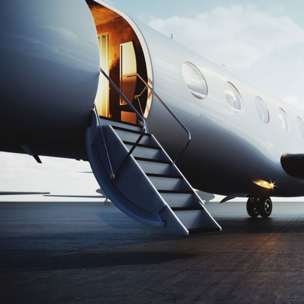 Cabin.Service On AvPay stairs into private Jet
