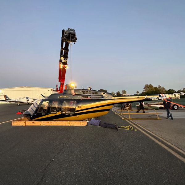 California Aviation Services Gallery Image. Bell helicopter without skids