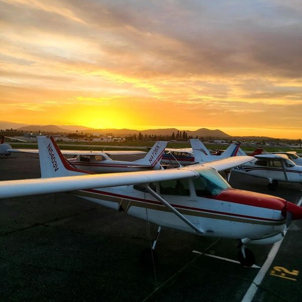 California Aviation Services Gallery Image. Sunset over the airfield