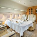 Comlux SkyLady Boeing BBJ 767 200ER Charter Aircraft interior dining