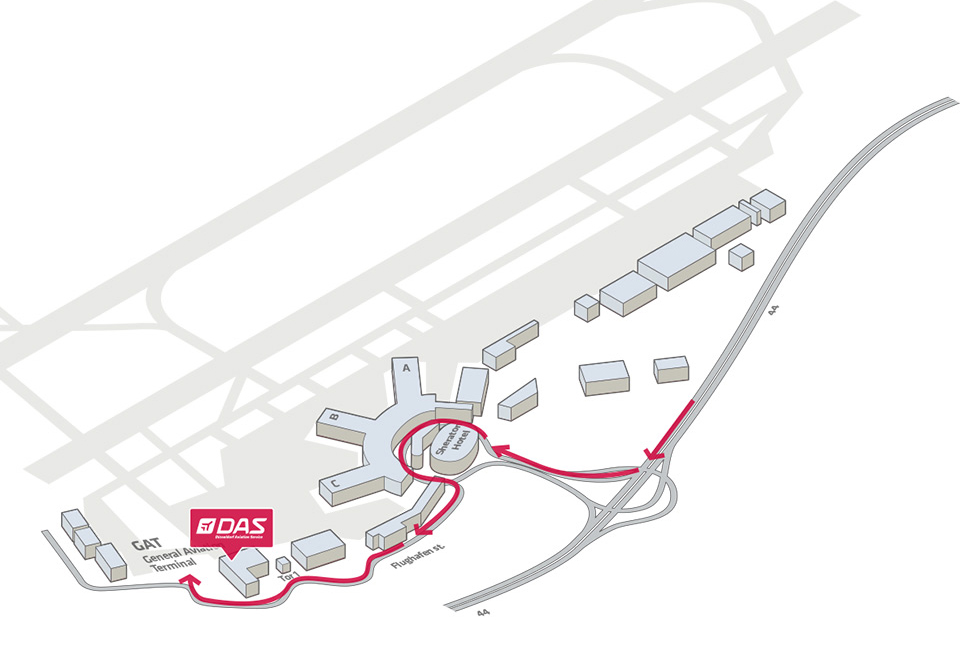 Dusseldorf Aviation Services map of airport