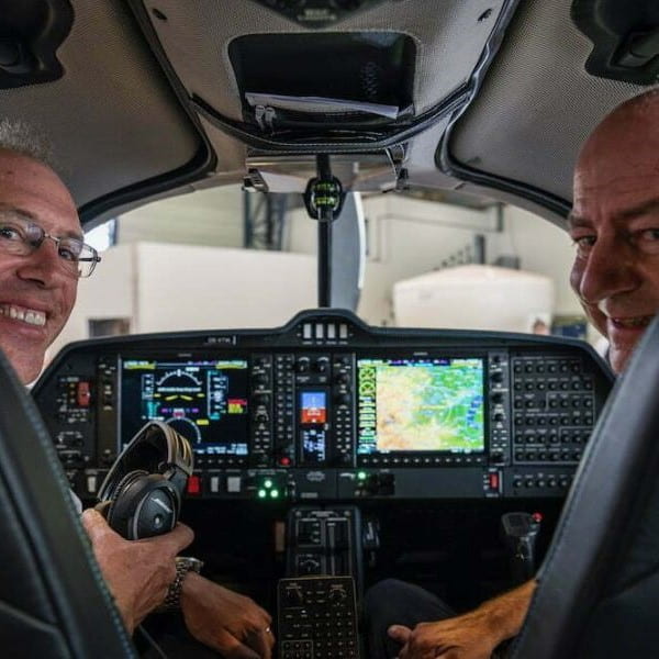 Gemstone Aviation in cockpit with pilots