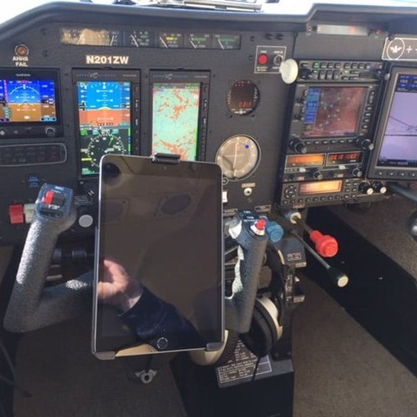 Inside aeroplane cockpit