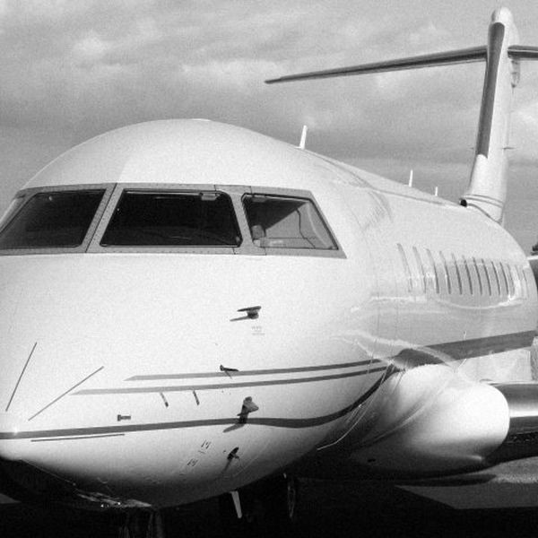 Jet Advisors Gallery Images. Black and white Bombardier Private Jet