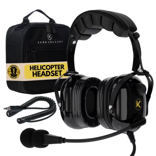KORE H1 Helicopter Pilot Headset (Mono) With Headset Bag - U-174 Plugs 1