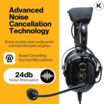 KORE H1 Helicopter Pilot Headset (Mono) With Headset Bag - U-174 Plugs 2