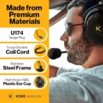 KORE H1 Helicopter Pilot Headset (Mono) With Headset Bag - U-174 Plugs 6