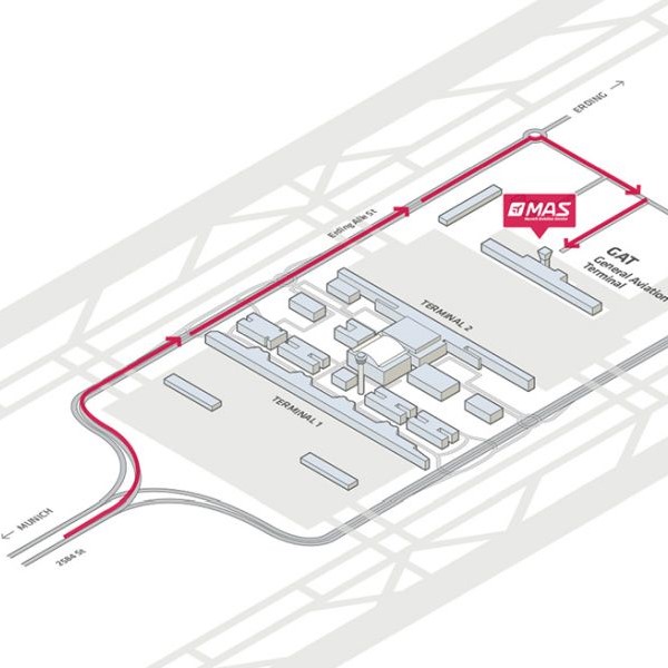 Munich Aviation Services map of the airport