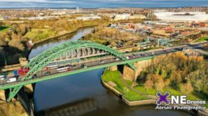 Wearmouth Bridge in Sunderland Drone Stock Image For Sale