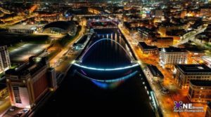 Newcastle Quayside Drone Stock Image For Sale