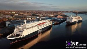 DFDS King and Princess Seaways Ferries Drone Stock Image For Sale