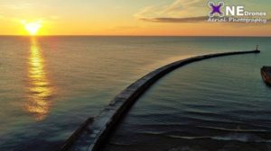 Sunrise over Seasham Harbour Drone Stock Image For Sale