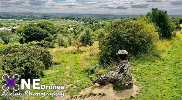 The Wicker Man in Durham Drone Stock Image For Sale
