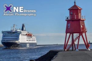 Arrival of DFDS King Seaways Drone Stock Image For Sale