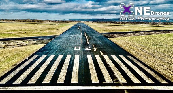 Runway at RAF Topcliffe Drone Stock Image For Sale