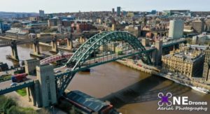 Tyne Bridge in Newcastle Drone Stock Image For Sale