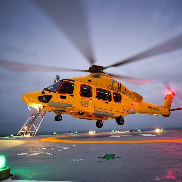 New Airbus H175 for sale by Ostnes Helicopters. Landing on oil rig