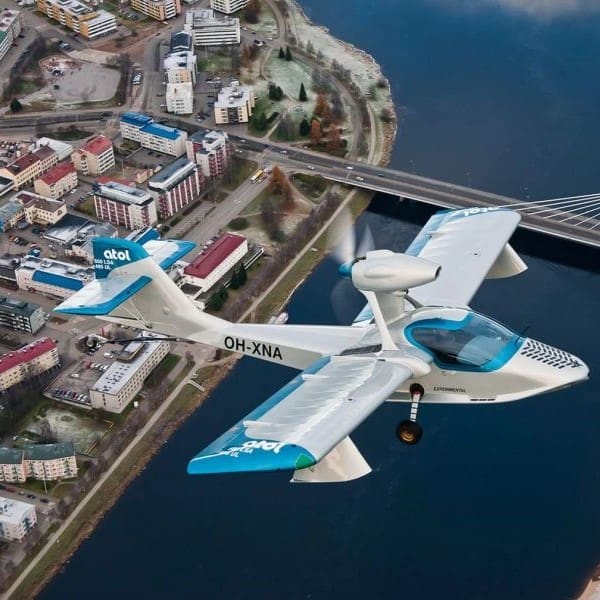 New Atol Aviation Atol Aurora Ultralight Aircraft For Sale in flight over bridge