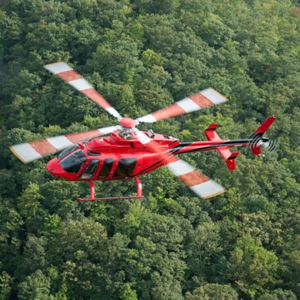 New Bell 407GXi for sale by HelixAv. Red helicopter from the left-min