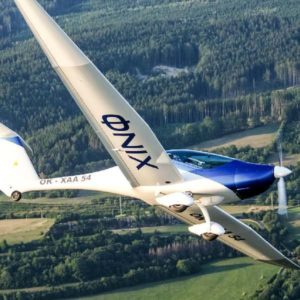 New Pure Flight U15E Onix Motor Glider For Sale in flight underneath