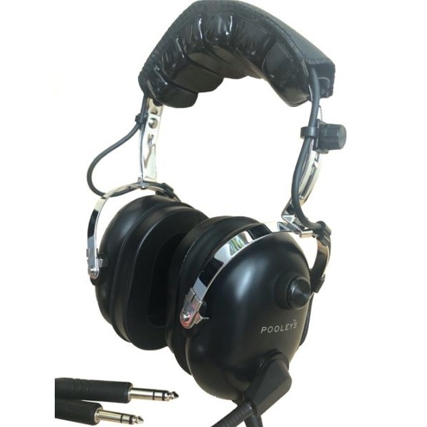 POOLEYS AVIATION HEADSET - PASSIVE (BLACK EAR CUPS) + FREE HEADSET BAG 7