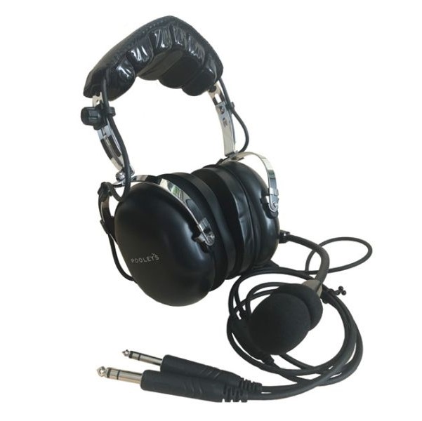 POOLEYS AVIATION HEADSET - PASSIVE (BLACK EAR CUPS) + FREE HEADSET BAG 8