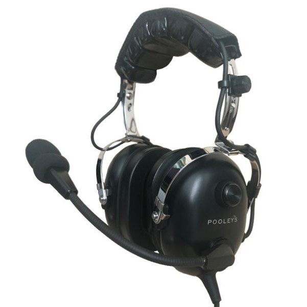 POOLEYS AVIATION HEADSET - PASSIVE (BLACK EAR CUPS) + FREE HEADSET BAG 9