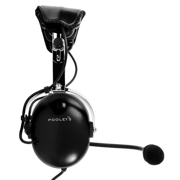 Pooleys Aviation Passive Headset (Black Ear Cups) with Free Headset Bag
