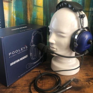 POOLEYS AVIATION HEADSET – PASSIVE (BLUE EAR CUPS) + FREE HEADSET BAG-min